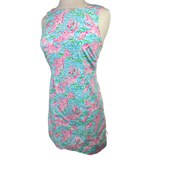 Lilly Pulitzer Delia Tie Lace Up Side Shift Dress Lobstah Roll Lobster Size 4 - Picture 4 of 14